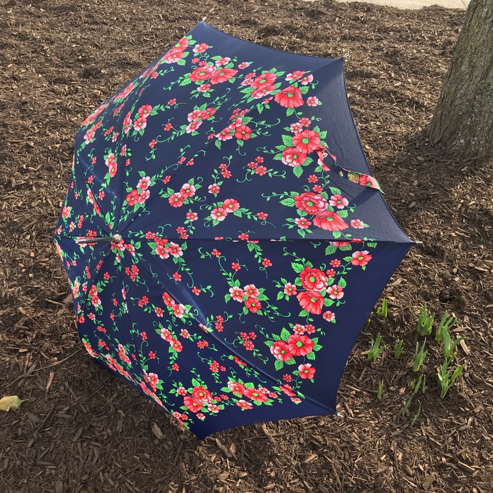Navy floral umbrella